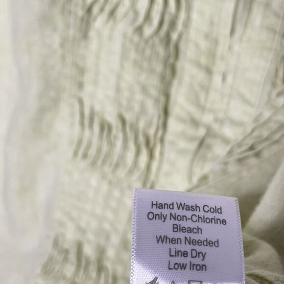 100% Linen Pintuck Zip Blouse Light Green PM Coastal Cottagecore Lagenlook - Picture 7 of 9